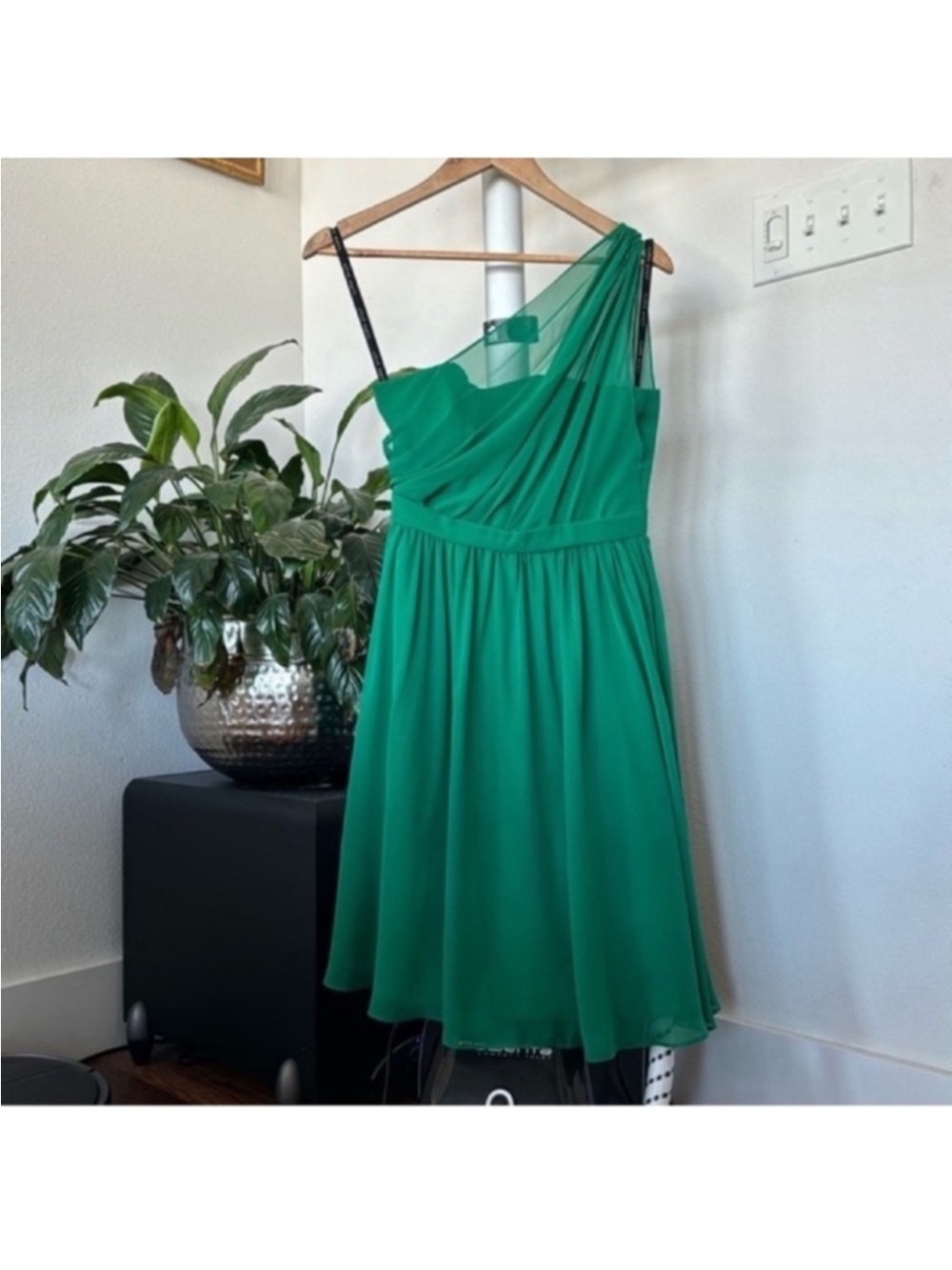 Alfred Angelo Green chiffon One Shoulder dress Sz 2/XS/S